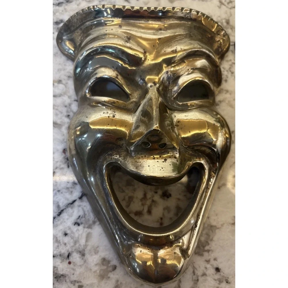 VINTAGE SOLID‎ BRASS THEATER COMEDY AND TRAGEDY MASKS WALL HANGING DECOR ACTING